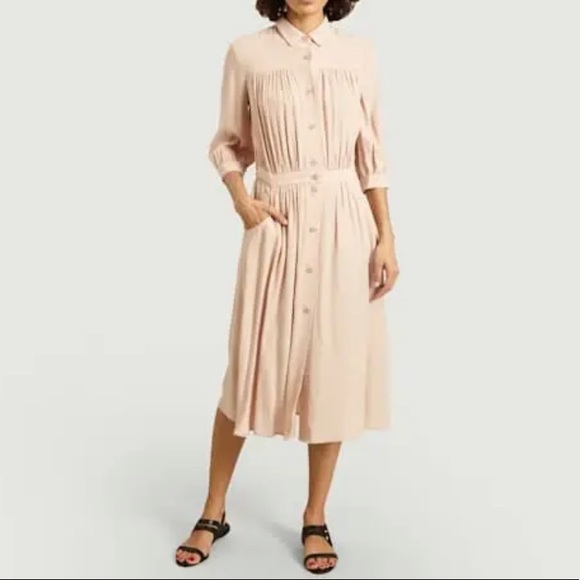 Sessun Jeanette light pink shirt dress button down size L - Picture 4 of 11